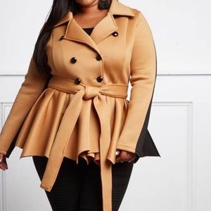 Plus size two tone coat